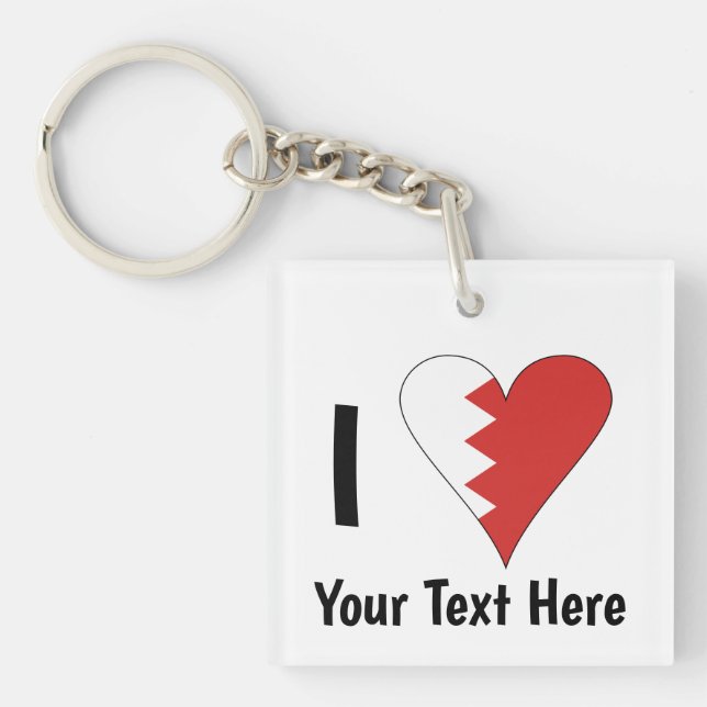 I (Bahraini Heart Flag) Personalized  Keychain (Front)