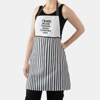 I Bake! Funny Baking Quote & Grey Stripes