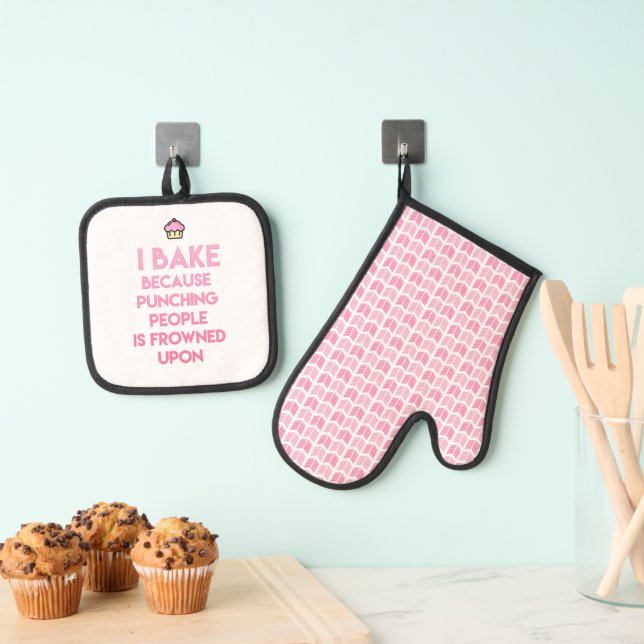 I bake! Funny Baking Quote  Oven Mitt & Pot Holder Set (Insitu(Hanging))