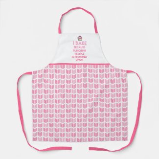 I bake! Funny Baking Quote & Pink Aztec Pattern Apron