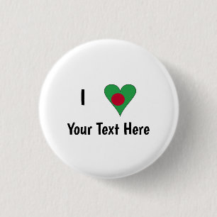 I (Bangladeshi Heart Flag Love) Personalized Button