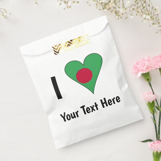 I (Bangladeshi Heart Flag Love) Personalized Favor Bag (Sealed)