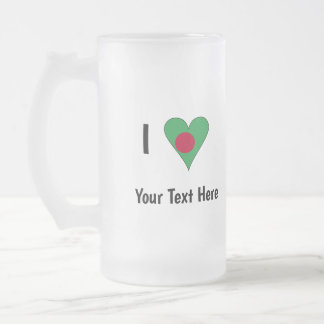 I (Bangladeshi Heart Flag Love) Personalized Frosted Glass Beer Mug