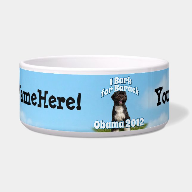 I Bark for Barack, Bo the First Dog Obama Bowl (Front)