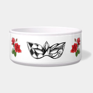 *~* I BARK IN ITALIAN VENETIAN MASK RED ROSES BOWL