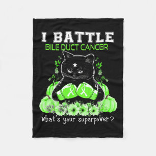 I Battle Bile Duct Cancer Awareness Fun Cat  Fleece Blanket