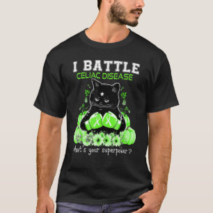 I Battle Celiac Disease Awareness Cat T-Shirt