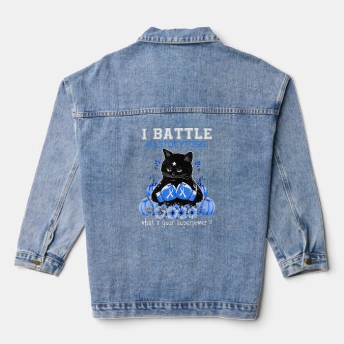 I Battle Mastocytosis Awareness Cat  Denim Jacket