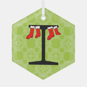 I-Beam Christmas Stockings Glass Ornament