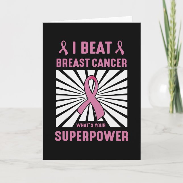 I Beat Breast Cancer Survivor Superpower Pride Card (Front)