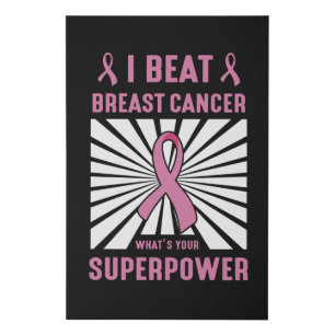 I Beat Breast Cancer Survivor Superpower Pride Faux Canvas Print