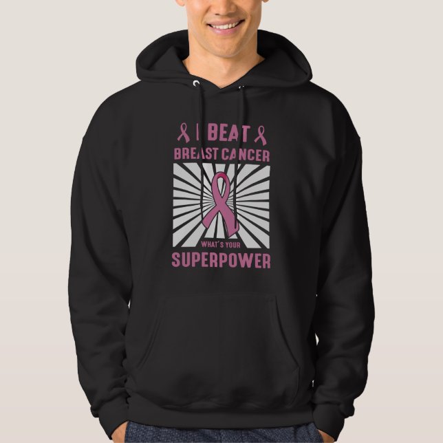I Beat Breast Cancer Survivor Superpower Pride Hoodie (Front)