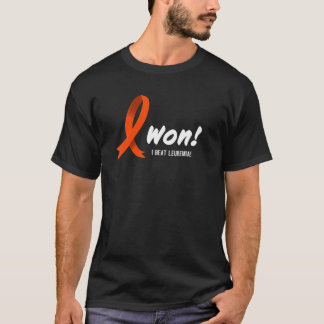 I Beat LEUKEMIA Shirt, I Won! Orange Ribbon For Su T-Shirt