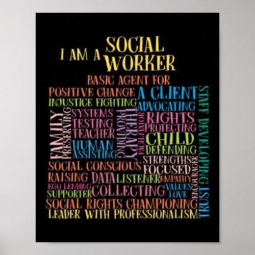 I Became A Social Social Worker Word Cloud Poster