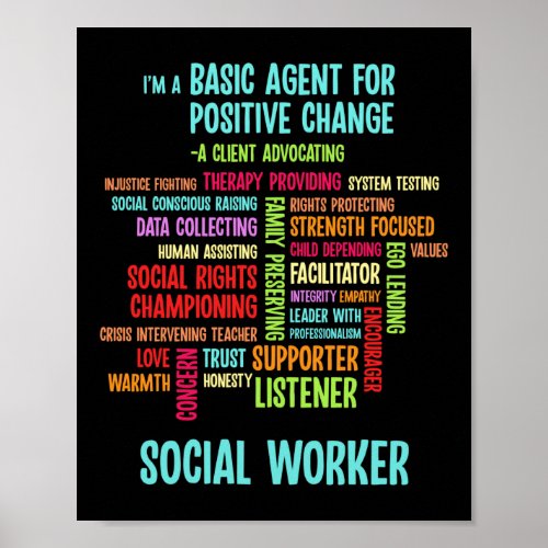 I Became A Social Social Worker Word Cloud Poster