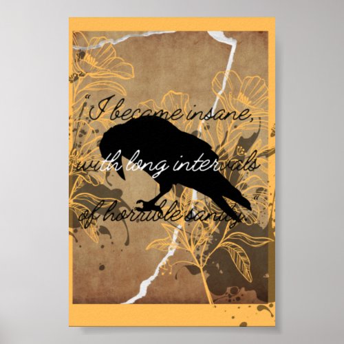 I became insane Poe quote poster