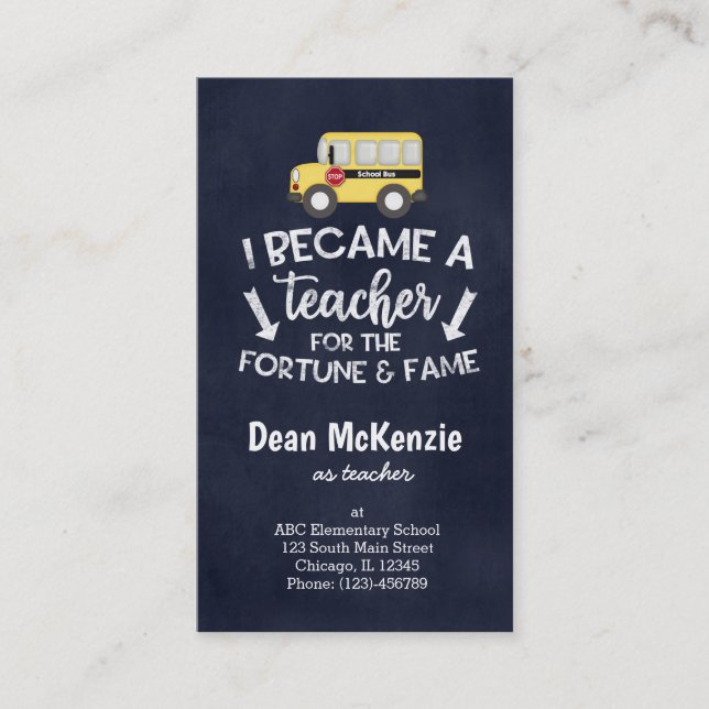 I become a teacher business card (Front)