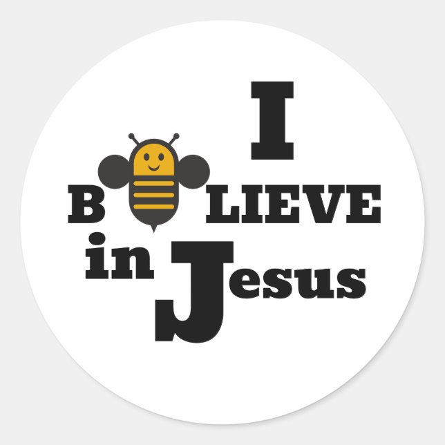 I Bee-lieve in Jesus Kids Christian  Classic Round Sticker (Front)