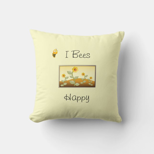 I Bees Happy American MoJo Pillows (Front)