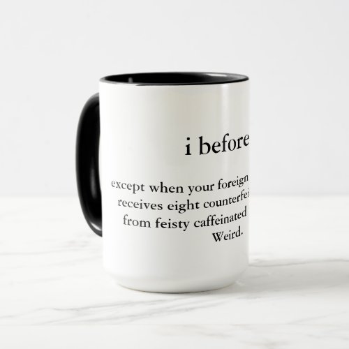 i before e  a clever mug
