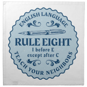 I before E except after C Rule Funny Cloth Napkin