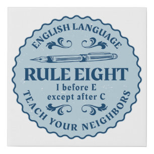 I before E except after C  Rule Funny Faux Canvas Print