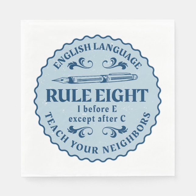 I before E except after C  Rule Funny Napkins (Front)