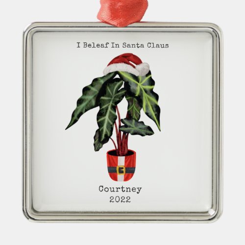 I Beleaf In Santa Claus House Plant Christmas Metal Ornament