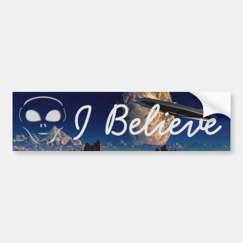 I Believe Aliens UFO Bumper Sticker