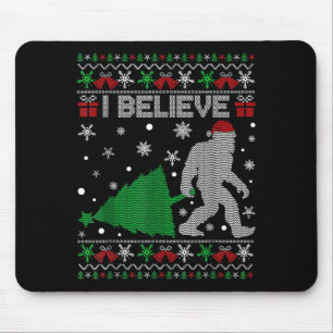 I Believe Big Foot Sasquatch Christmas Mouse Pad
