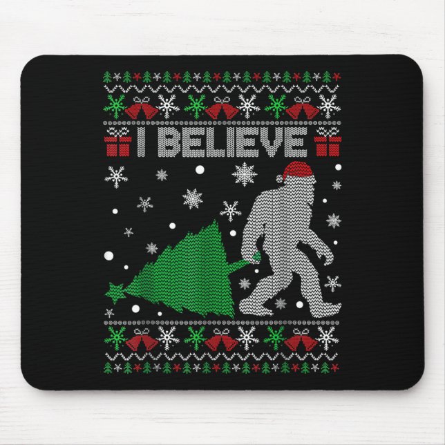I Believe Big Foot Sasquatch Christmas  Mouse Pad (Front)