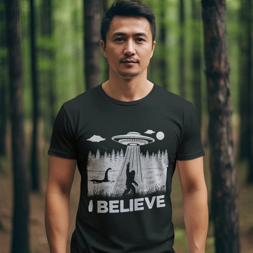 I Believe Big foot Ufo Ness Funny Big foot T_Shirt