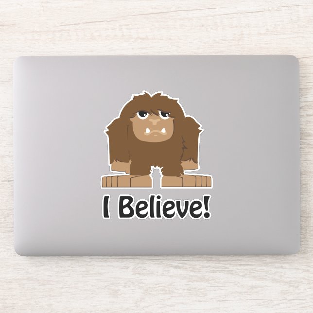 I Believe Cartoon Sasquatch Bigfoot Sticker (Computer)