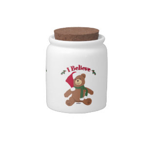 I Believe! Christmas Teddy Bear Candy Jar