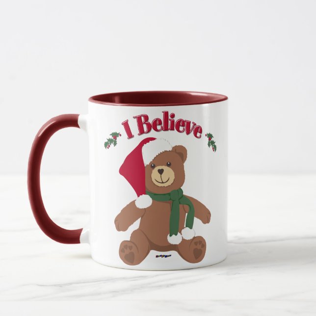 I Believe! Christmas Teddy Bear Mug (Left)