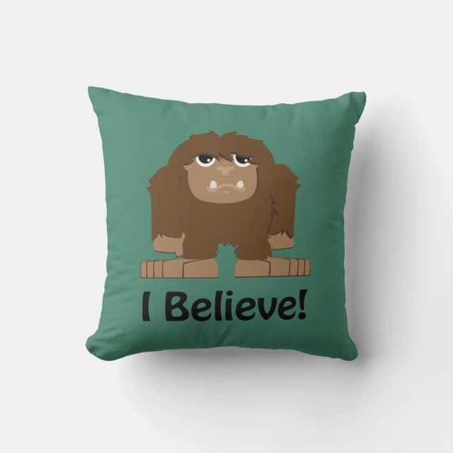 I Believe! Cute bigfoot Throw Pillow (Front)