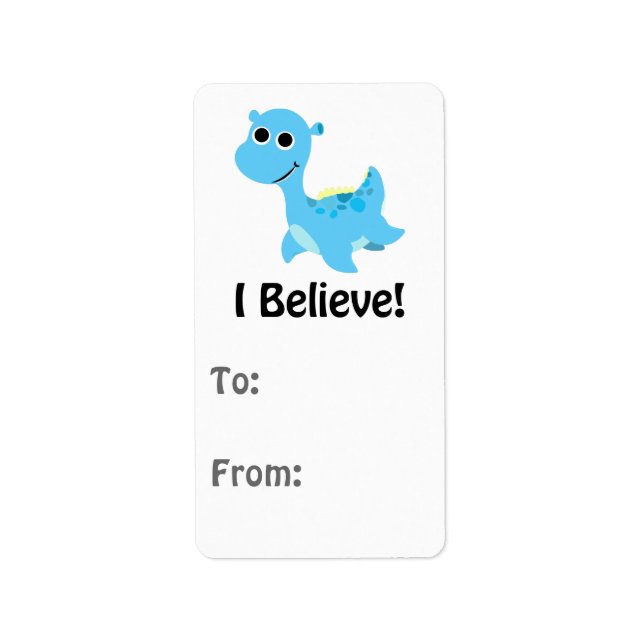 I Believe! Cute Blue Nessie Label (Front)