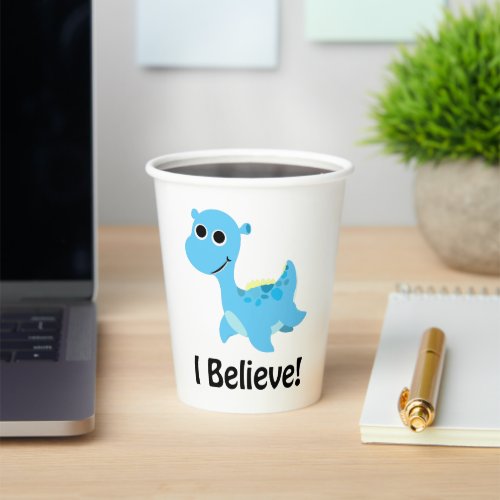 I Believe Cute Blue Nessie Paper Cups