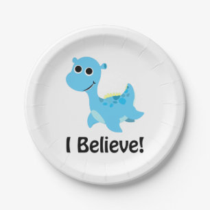 I Believe! Cute Blue Nessie Paper Plates