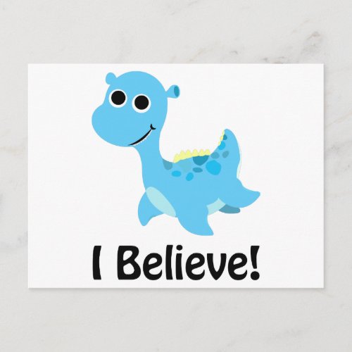 I Believe Cute Blue Nessie Postcard