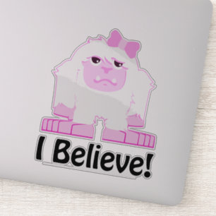 I Believe Cute Cartoon Girl Yeti Sticker