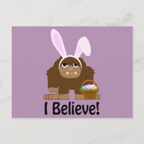I Believe Easter Bigfoot Holiday Postcard