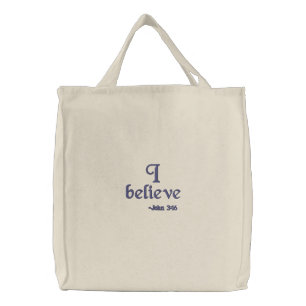 I believe embroidered tote bag