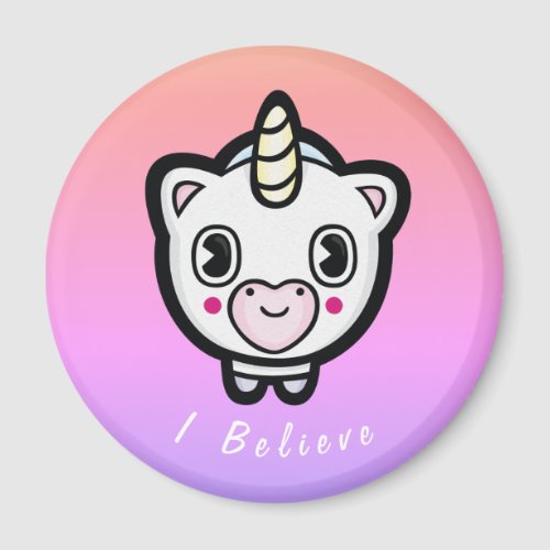 I Believe Emoji Unicorn Ombre Magent Magnet