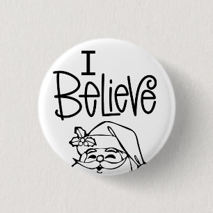 I Believe Father Christmas Peeping Santa Button