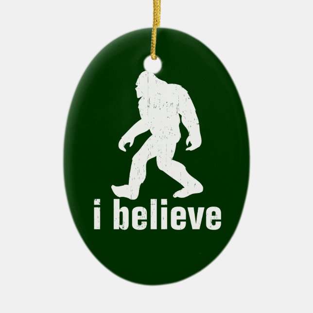 I Believe - green and white Ceramic Ornament (Front)