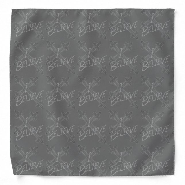 I Believe Grunge Cross Pattern Bandana (Front)