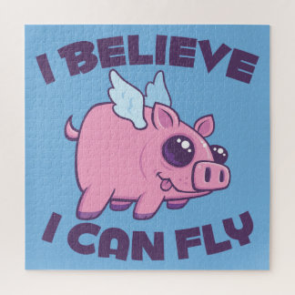 I Believe I Can Fly Cute Kawaii Piggy Jigsaw Puzzle