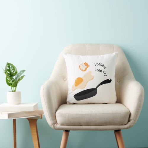 I Believe I Can Fry _ Flying HamsterColor Bars Throw Pillow
