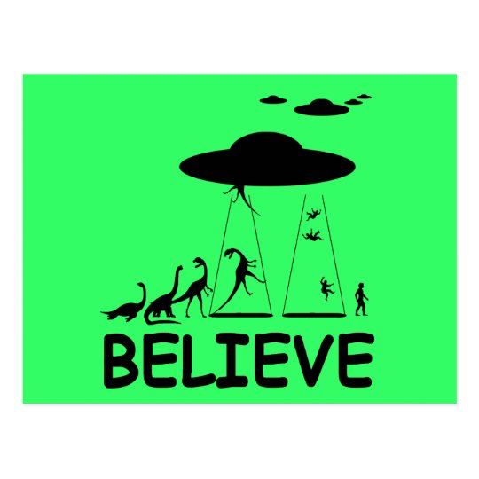 I believe in aliens postcard
